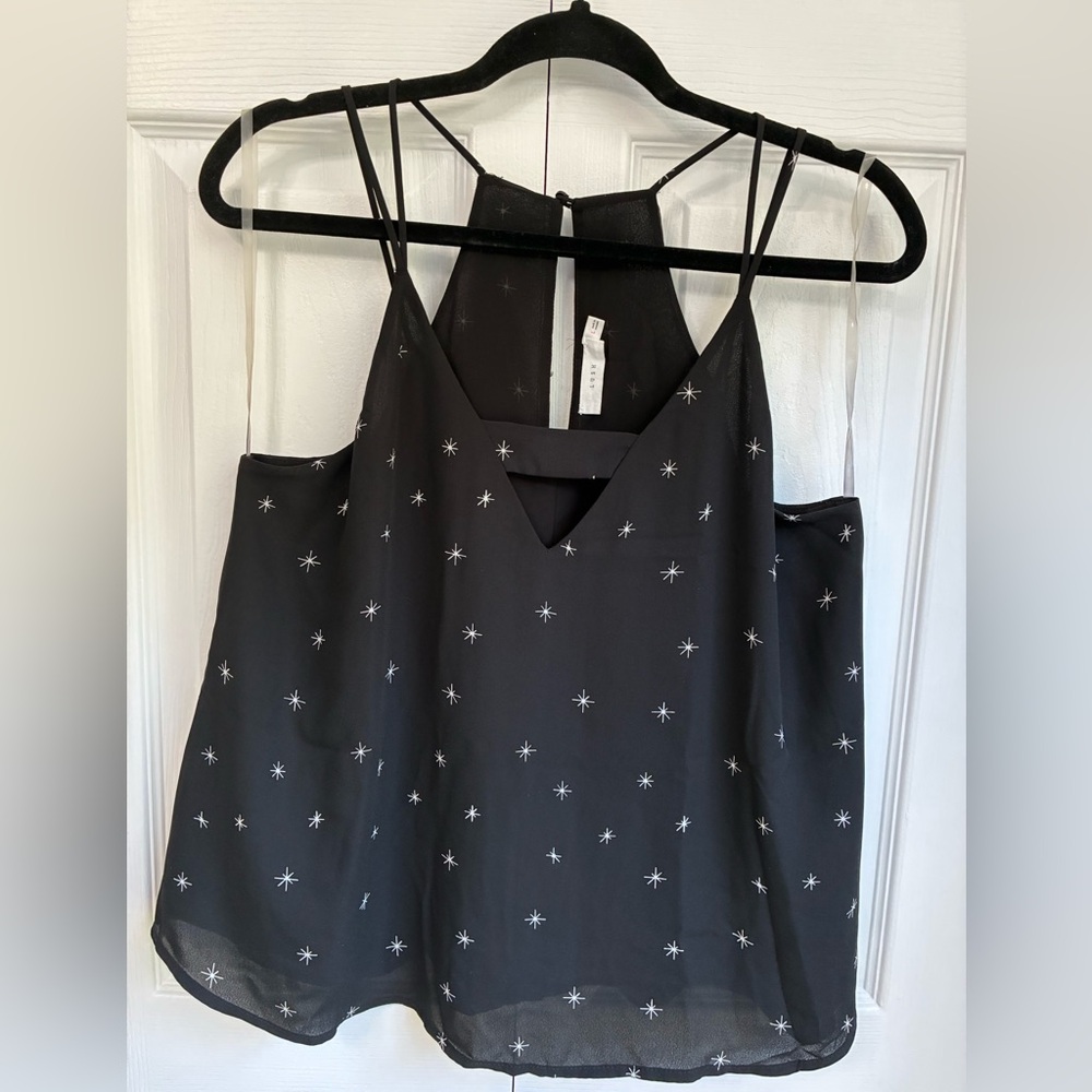 Women's Black Star Print Strappy Tank Top lush